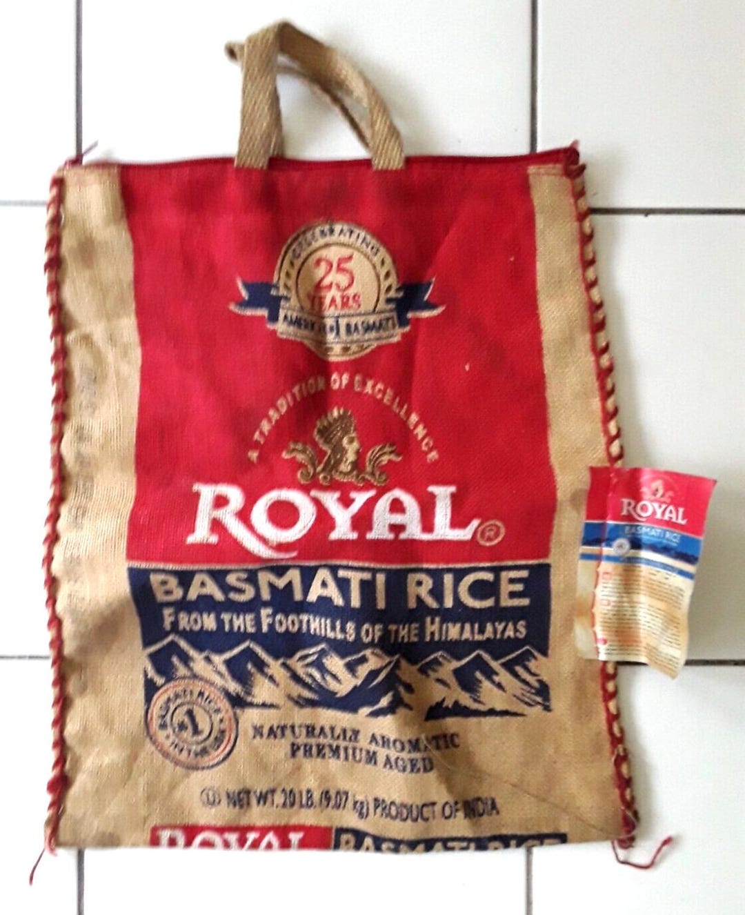 Royal Basmati Rice Bag 20lbs Handles Zipper 25th Anniversary Empty Bag ...