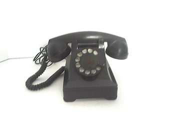 Vintage Bell System Western Electric Schwarz F1 Telefon mit Wählscheibe
