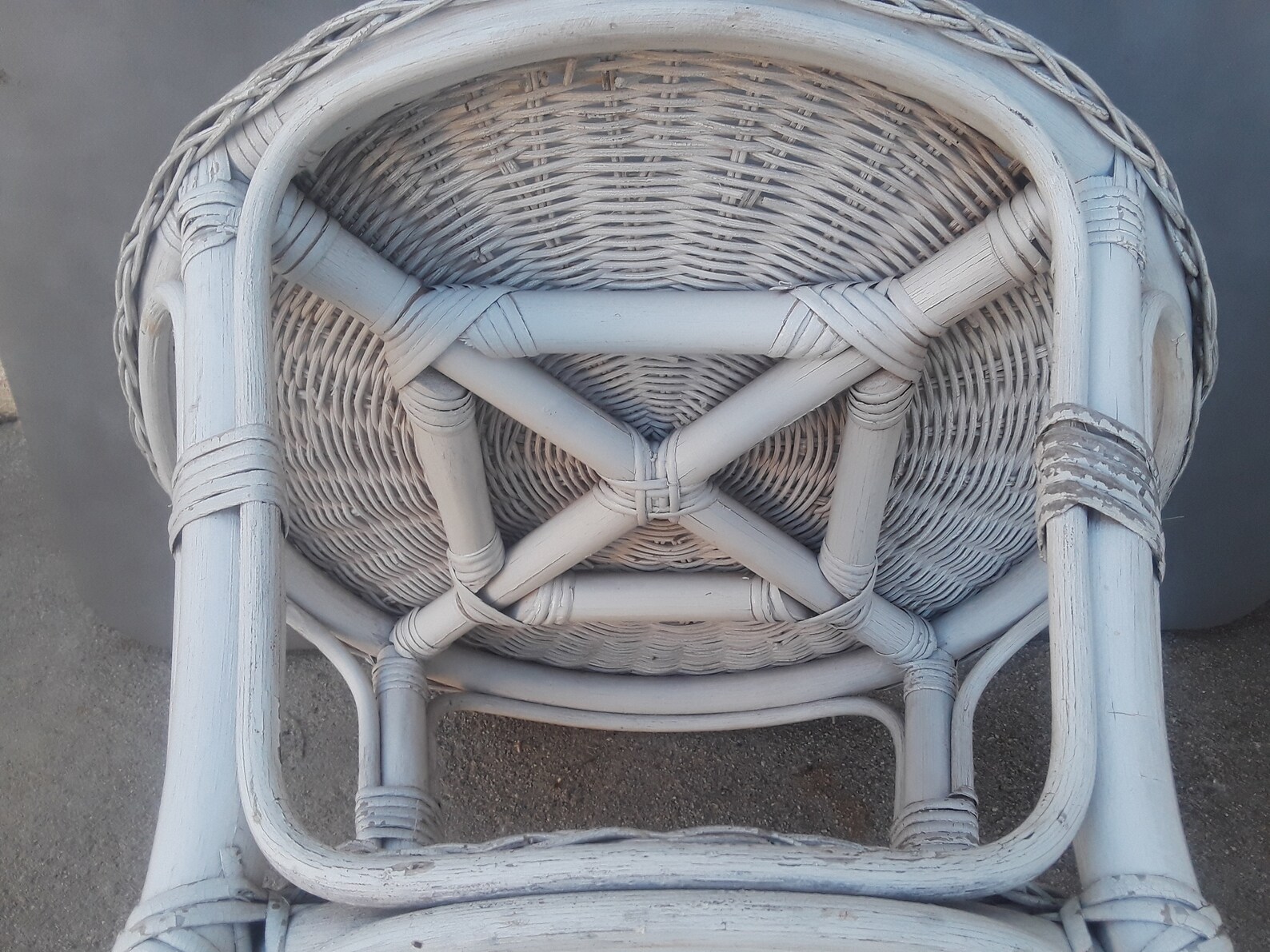 Vintage White Wicker Table Etsy