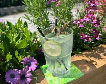 Set of 4 Recycled Plastic Coasters  Eco-Friendly Home Decor  Sustainable Gift Idea