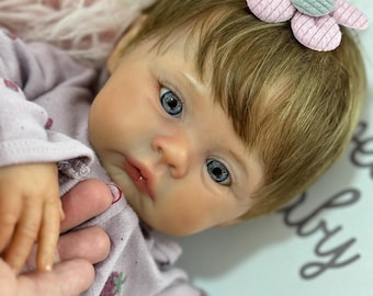 18 Inch Reborn Baby Doll, Realistic Silicone Vinyl Limbs, Blue Eyes
