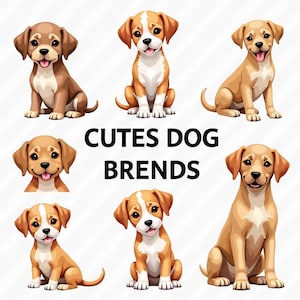 Watercolor Puppy Clipart Bundle Cute Dog Breeds PNG, Puppy & Pet Illustrations for DIY Commercial Use