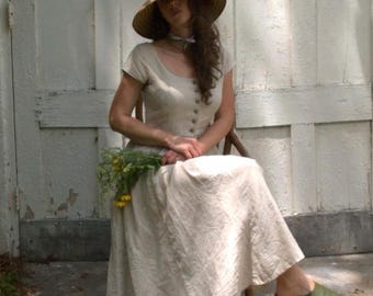 everyday button front linen dress