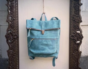 Blue sky Leather backpack