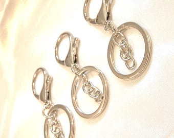 Silver Tone Lobster Clasp Keychains | Swivel 2.61in. Keychain Clip with Ring | DIY Craft Hardware, Bag Charm Supplies (5, 10, 15 Pack)