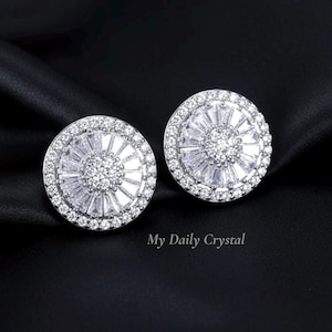 17mm Iced Out Round Stud Earrings | Simulated Diamond CZ Statement Jewelry | High Quality Bold Men’s or Women’s Gift | My Daily Crystal