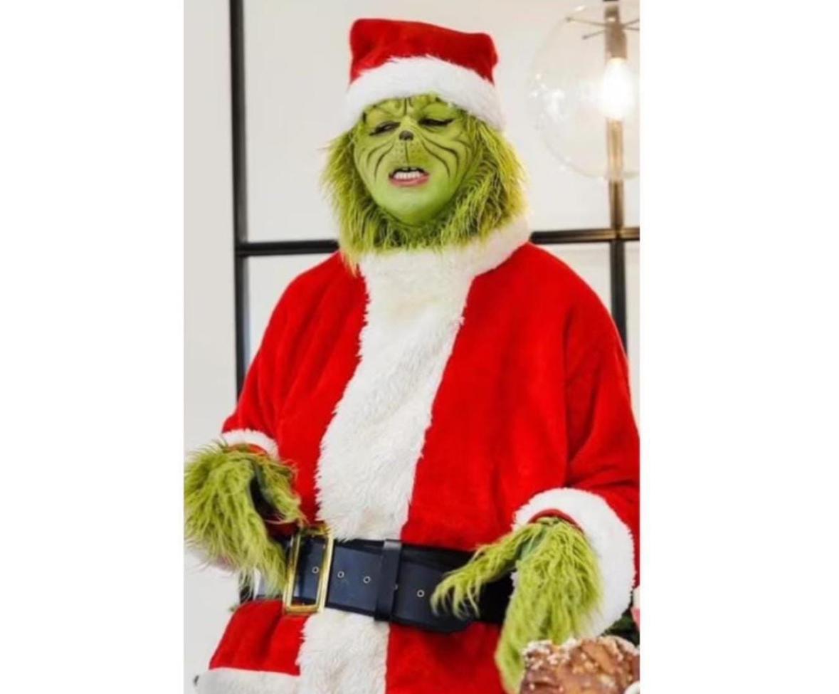 Grinch Cosplay Costume Full Set – Christmas Outfit with Mask, Gloves, Bodysuit – Holiday Movie Character Suit