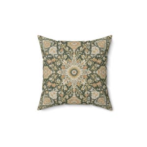 Vintage Floral Square Pillow, Botanical Pillow Cover, William Morris Style Cushion, Spun Polyester Throw Pillow, Home Decor Accent Pillow