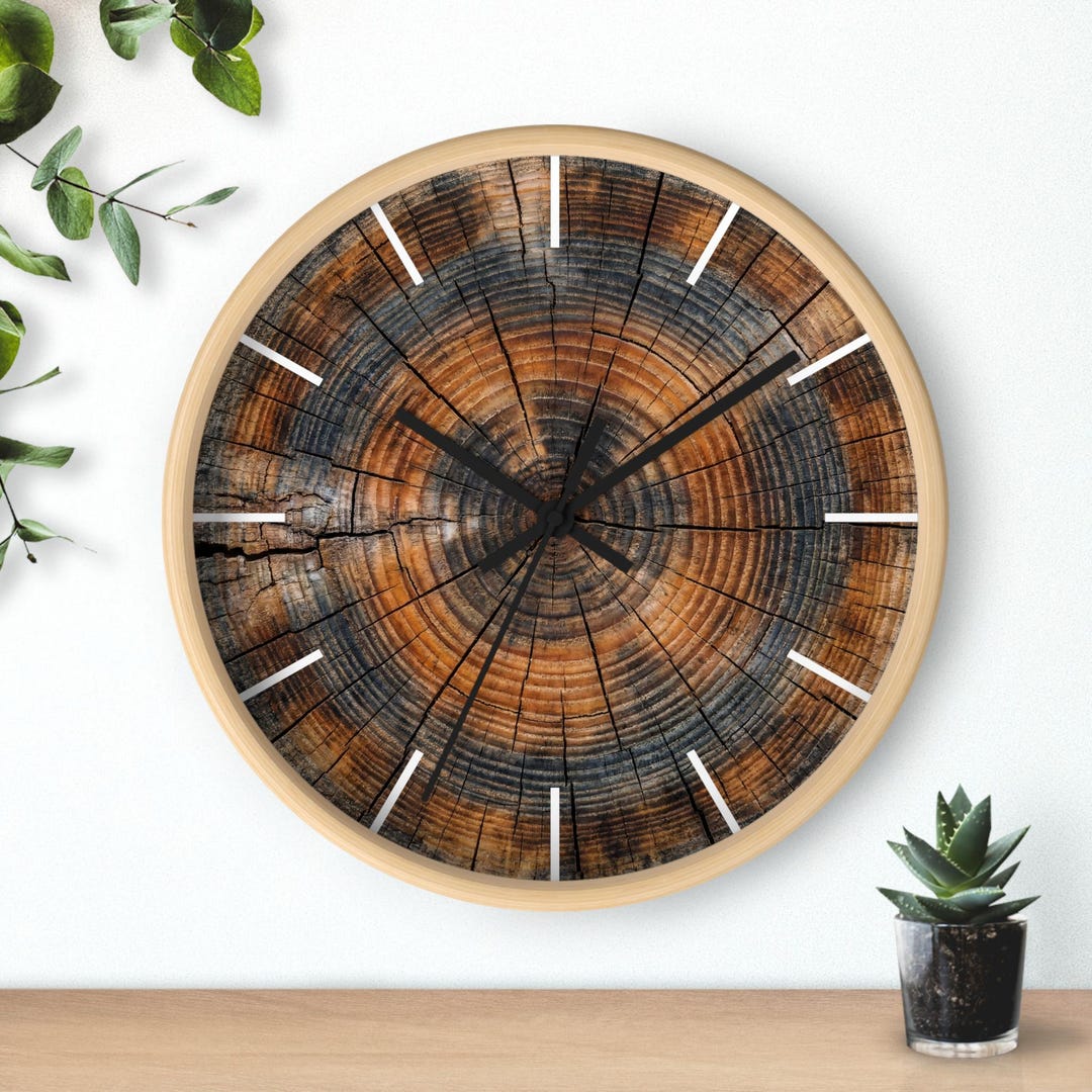 Tree Ring Wall Clock | Wood Grain Circular Ring Design - Etsy