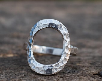 Hammered Sterling Silver Open Band Ring: Boho Promise Ring