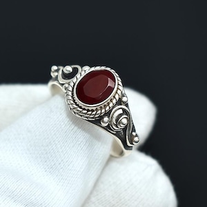 Nature Garnet Ring, Designer 925 Sterling Silver Ring, Boho Ring, Women&#39;s Silver Ring, Wedding Ring, Anniversary Gift For Her
