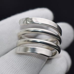 Hammered Sterling Silver Wrap Ring: Adjustable Bypass Design