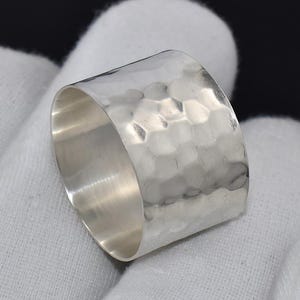 Hammered Sterling Silver Band Ring: 925 Silver Unisex Jewelry