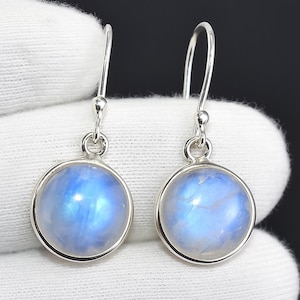Natural Blue Rainbow Moonstone vintage designer Earrings\Moonstone Earrings\Earrings For Her\Unique Earrings\Handmade Earrings