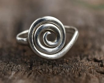 Sterling Silver Spiral Ring: Handmade Minimalist Swirl Jewelry
