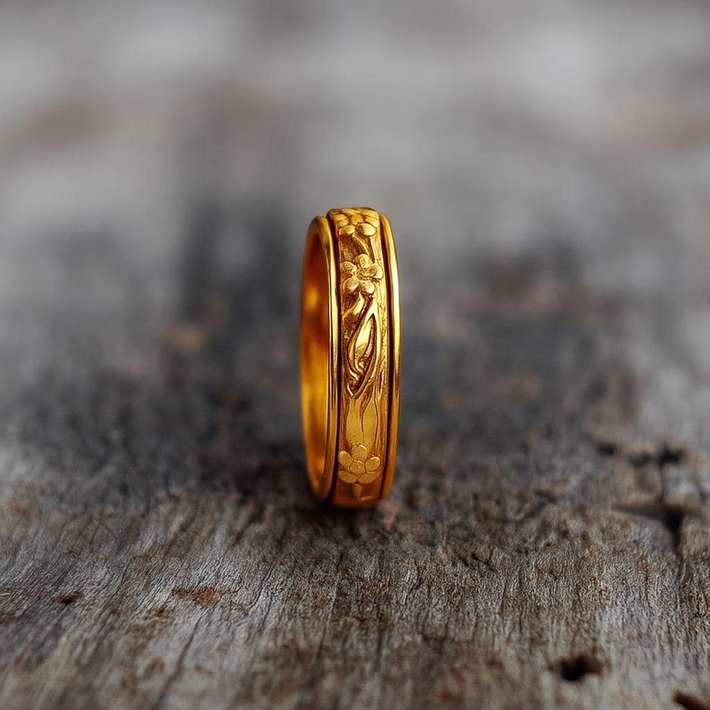 Gold Spinner Ring: 925 Sterling Silver Meditation Band