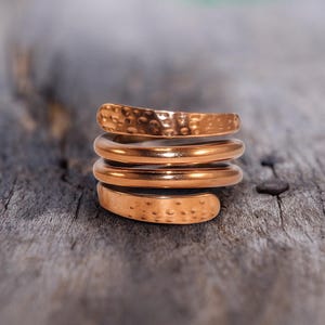 Handmade Copper Wrap Ring: Hammered Arthritis Healing Jewelry