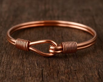 Bracelet jonc réglable en cuivre pur - Bijoux de guérison unisexe