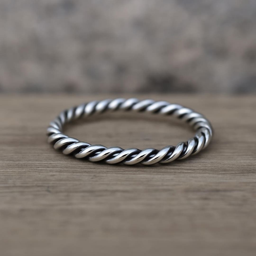 Open Rope Ring Twisted Sterling Silver Rope Ring - Minimalist Promise Ring - Etsy