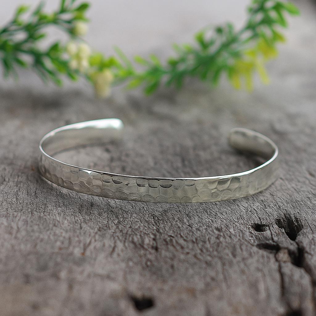 Silver Flat Bangle - Etsy