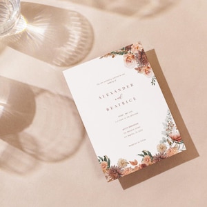 Floral Wedding Invitation | Editable Wedding Invite with Flowers | Printable Wedding Template | Instant Download
