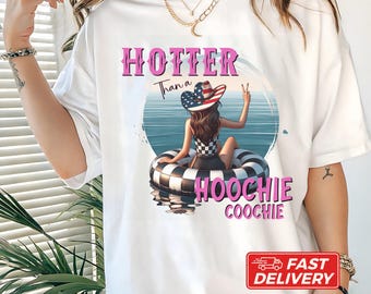 Camiseta de concierto "Hot Than A Hoochie Coochie" con colores cómodos, ideal para vacaciones de verano, ideal para chicas atractivas, camisetas de música country de los 90, regalo para amantes de la música.