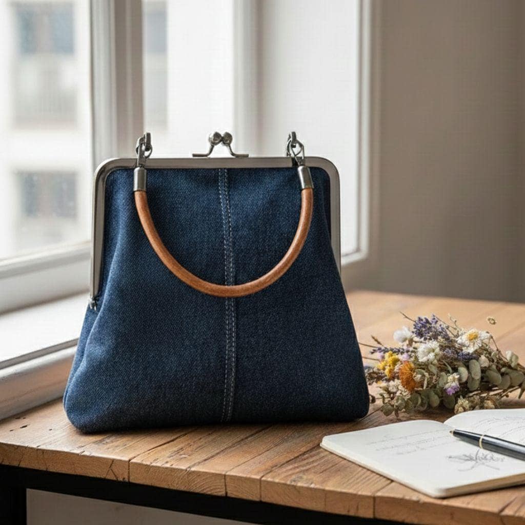 Denim Kiss Lock Bag - Etsy