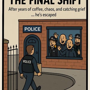 面白い警察官退職漫画 – カスタムデジタルシフトギフト – 退職ポスター – Thin Blue Line Humour