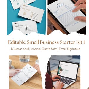 Kit de démarrage modifiable pour petite entreprise 1 (Carte de visite, Facture, Devis, Signature email)