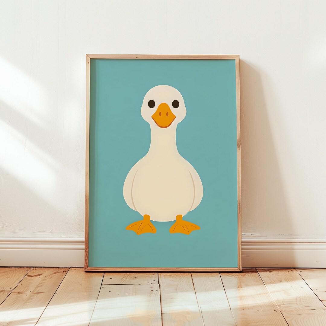Retro Goose Printable Poster | Minimalist Goose Digital Art | Whimsical ...