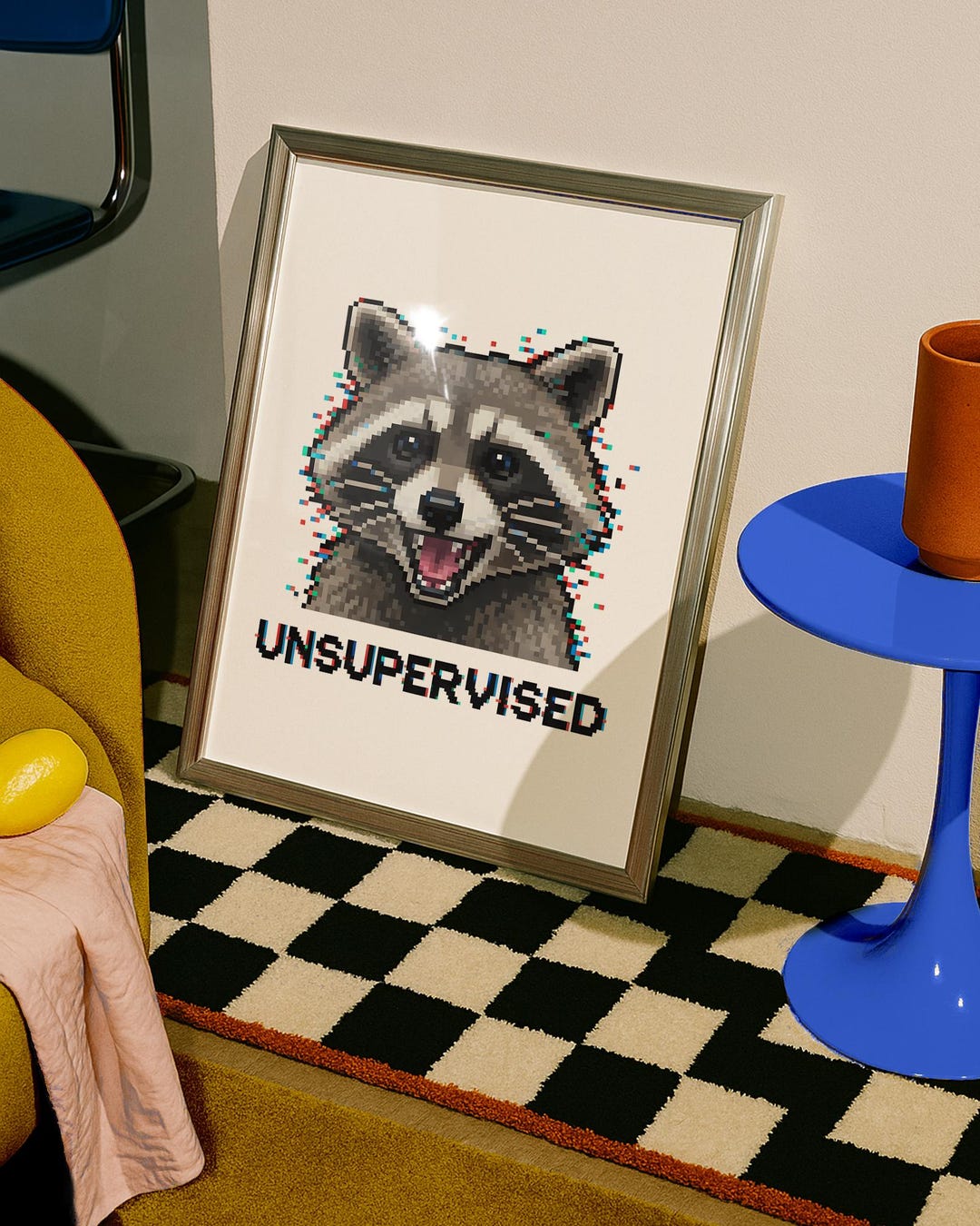 Glitch Unsupervised Raccoon Printable Wall Art Digital Download Cute ...