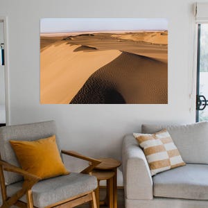 Desert Dune Wall Art – Minimalist Sand Landscape Photography Print, Golden Tones Nature Decor, Calm Desert Wall Poster