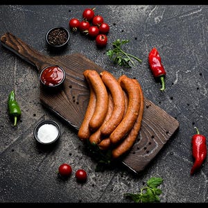 Smoked Sausage Wall Art – Rustic Kitchen Poster – High Resolution Food Print – Charcuterie Decor for Restaurant or Home*