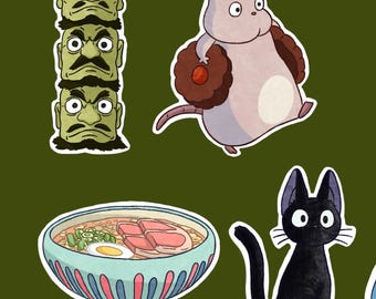 スタジオジブリステッカー：手描きアニメデザイン（印刷可能なシート
