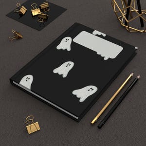 Ghostly Hardcover Journal, Spooky Notebook for Writing, Halloween Gift, Creative Diary, Cute Art Journal, Personal Planner, Ghost Design