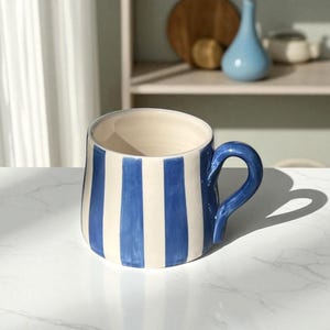 Handmade Colorful Striped Ceramic Mug – 270ml Coffee Cup – Vibrant Pottery for Tea & Coffee – Unique Artisan Drinkware
