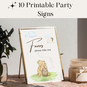 Winnie the Pooh Baby Shower Signs: Classic Pooh Bear Decorations (Editable, Printable Digital Download)