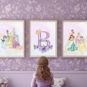 Personalized Princess Wall Art for Girls Room, Custom Name Decor, Set of 3 Fairytale prints,Girls Room Decor