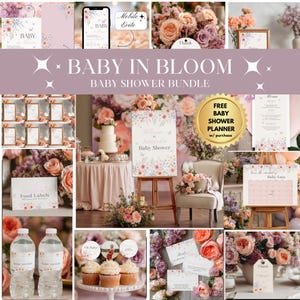 Wildflower Baby Shower Invitation Bundle: Editable Games, Floral Decorations (Digital Download)