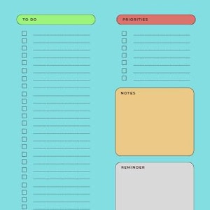 Lista de tareas imprimible / Planificador diario de tareas con prioridades y recordatorios / PDF motivacional / Estilo minimalista y estético / Tamaños A4 y carta (EE. UU.)