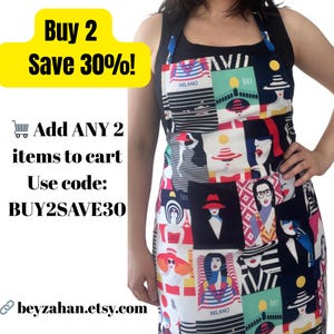 City Chic Woman Print Apron: Colorful Pop-Art Style Cooking Apron