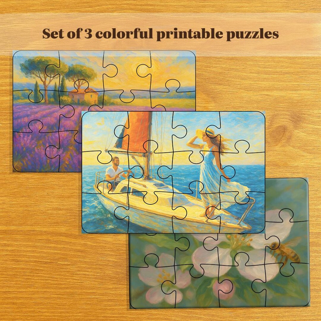 3 Gentle 12 Piece Printable Jigsaw Puzzles for Seniors | Large Piece ...
