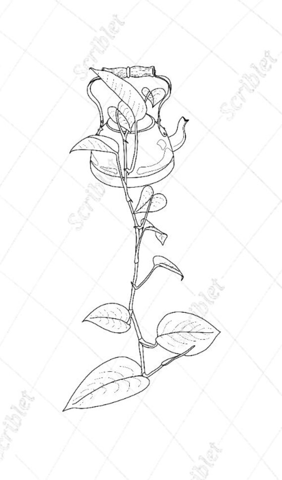 Pothos Digital Art Black and White Printable Coloring Page