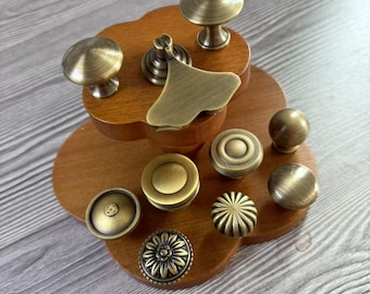 Gealterte strukturierte Schrankgriffe ziehen / antike Messingtürgriffe / massive Messing / gebürstete Messinggriffe / Knöpfe zieht | Schrankbeschläge / Hom-Deco-Knöpfe