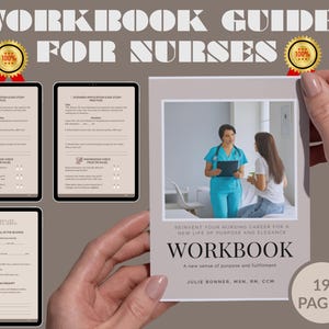Könnte beinhalten: Ein Arbeitsbuch-Leitfaden für Krankenschwestern mit dem Titel "Workbook" und dem Text "Erfinden Sie Ihre Karriere als Krankenschwester für ein neues Leben voller Sinn und Eleganz" neu. Das Cover zeigt ein Bild von zwei Frauen. Das Arbeitsbuch hat 19 Seiten.