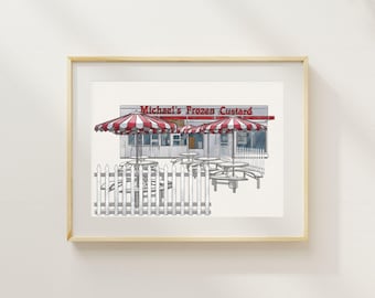 Our First Date Venue Drawing Custom Watercolor Painting Hand-Drawn Anniversary Keepsake for Couple