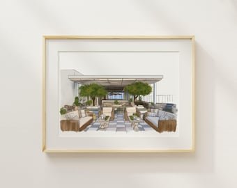 First Date Venue Watercolour, Personalised Where We Met Sketch, Valentine's Day Gift