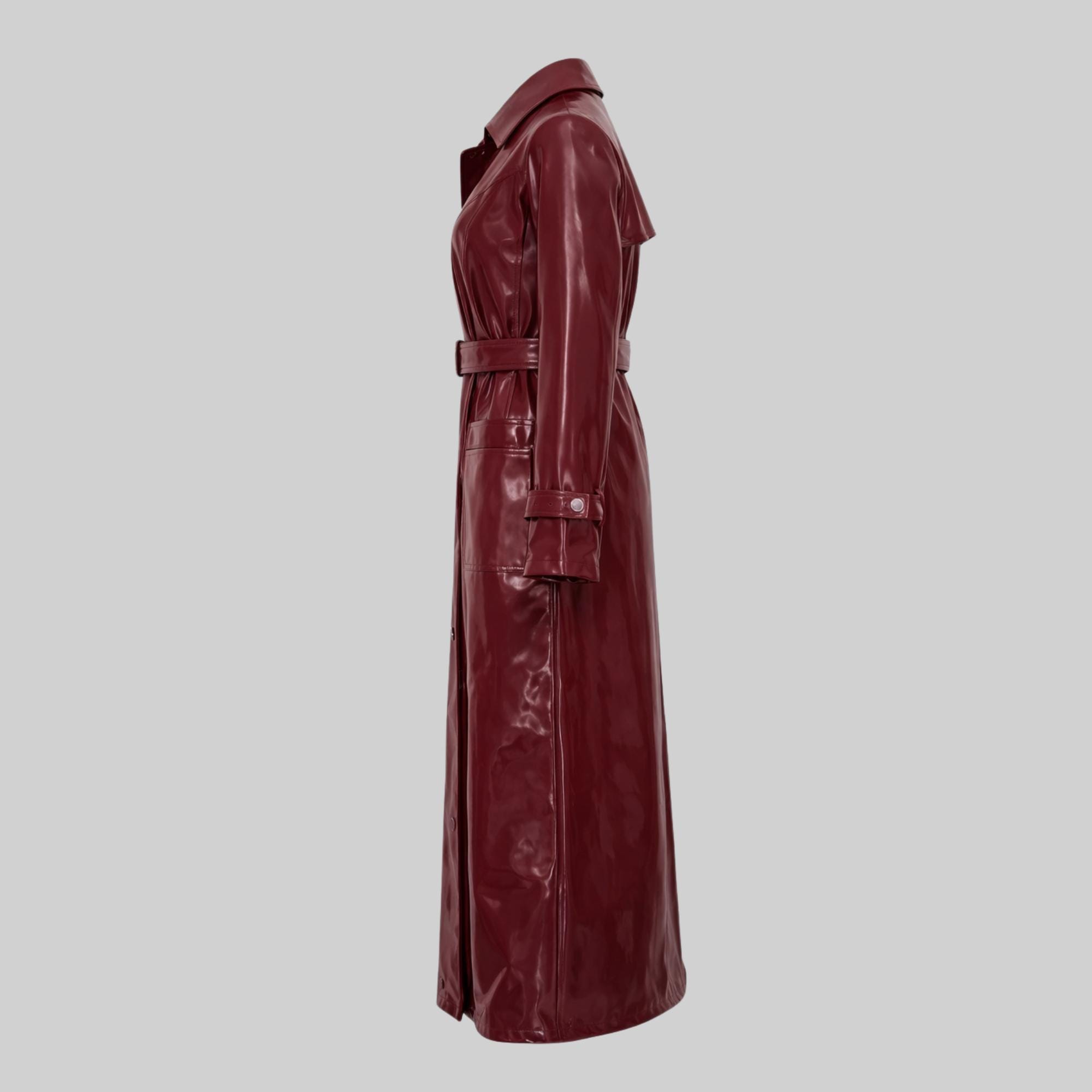 Red Patent Leather Trench Coat: Women's Gothic Vinyl Raincoat - Etsy