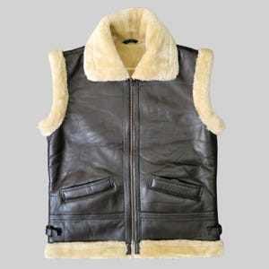 Men&#39;s Shearling Leather Aviator Vest: Faux Fur Lined Sheepskin Gilet
