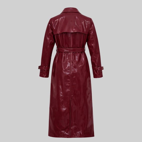 Red Patent Leather Trench Coat: Women's Gothic Vinyl Raincoat - Etsy